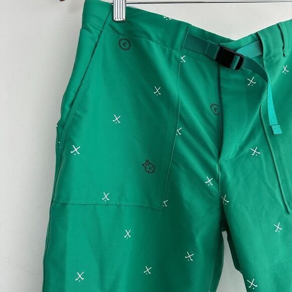 Nike Golf Shorts Mens 34 Green Novelty Flex Charm Slim Fit Dri Fit Belted AOP - Picture 3 of 9